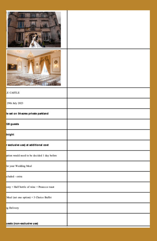 Wedding Venue Shortlisting Template
